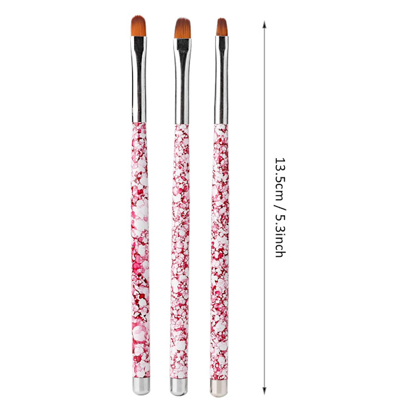 3-pack nagelkonstpenselset Manikyrverktyg Rundt huvud Ritning Målningsfototerapi Pen Röd