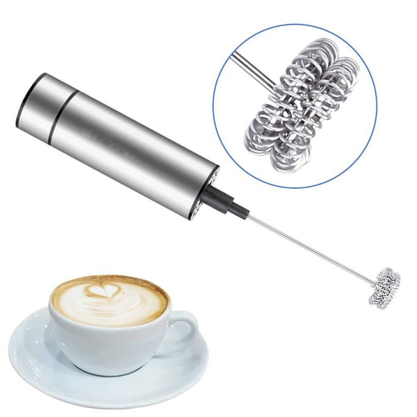 USB Uppladdningsbar Mjölkskummare, Portabel Handhållen med Lättrengjort Visphuvud i Rostfritt Stål, Krämig Skummaskin för Kaffe, Latte,