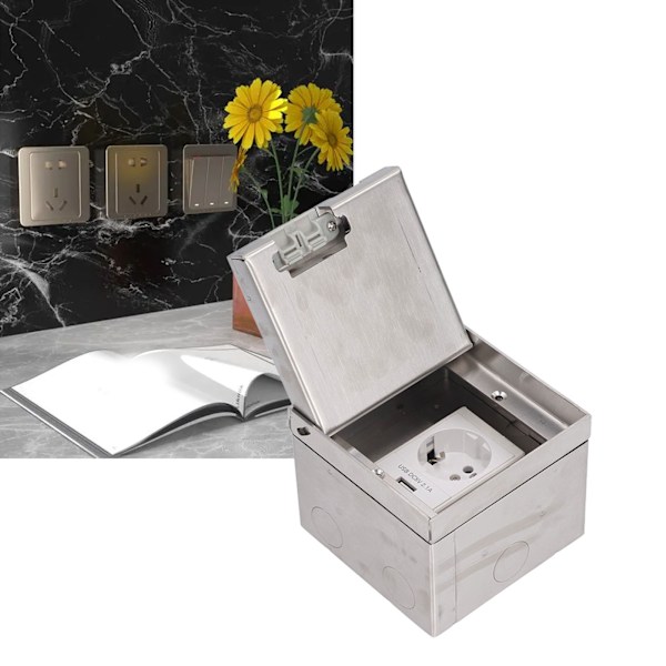 Uppoasennettava piilotettu pistorasia USB-portilla IP40 Kotitalous Palonestosuojaus 250V EU-pistokkeelle