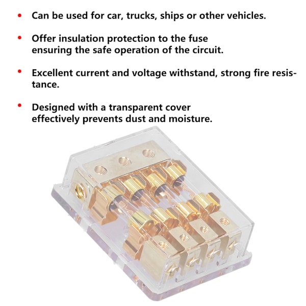 12V 60A Sulakepussijakauhajako 1 Sisään 4 Ulos Auton Veneen Stereon Äänentoistoon