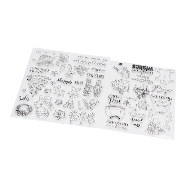 2 stk Klart Stempel Klart Avtrykk Stick Gjentatte Jul Mønster DIY Transparent Stempel for Håndverk Kort Dekorasjon