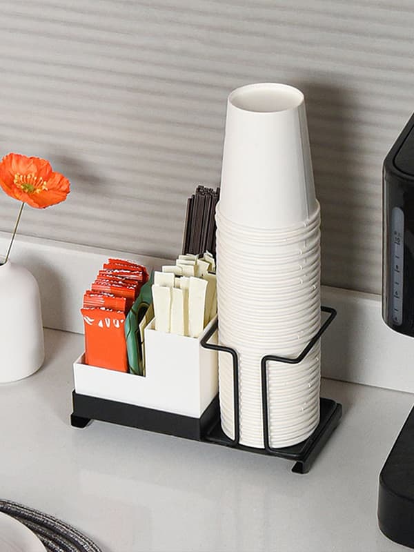 Multifunktionel organizer til kaffestation, te pose holder med vertikalt stabelbart design, rustbestandig og holdbar bordplade opbevaringsløsning til