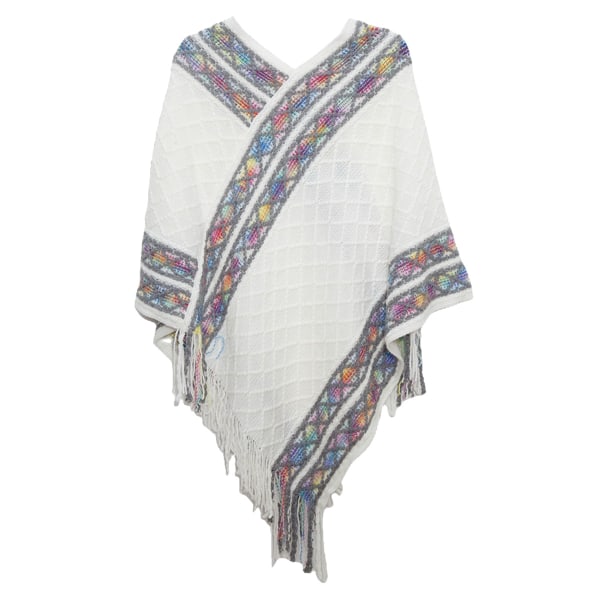 1 vintage etnisk stil ensfarvet strikket pullover cape cape
