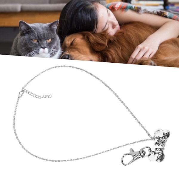 Alloy Ägare och Husdjur Par Hundben 2 Sammanfogning Halsband Hundbricka Kedja 2 Dela Hängsmycken Silver Svart Ord 2 Sammanfogning Hundben Ägare Halsband och Husdjur