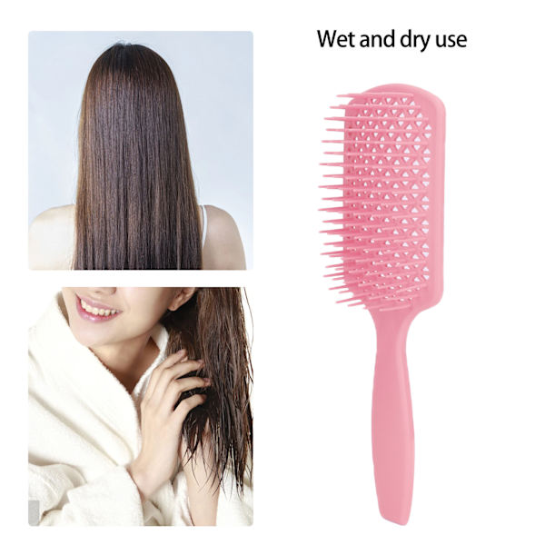 Bred Hår-Redskaber Børste Kam Hårbund Massage Hul Kvadratisk Formet Kam Til Frisør Pink