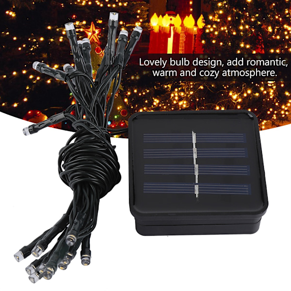 2 Meter 20 LED-lampor Solcellsdriven Ljusslinga Varmvit Utomhusdekorationslampa