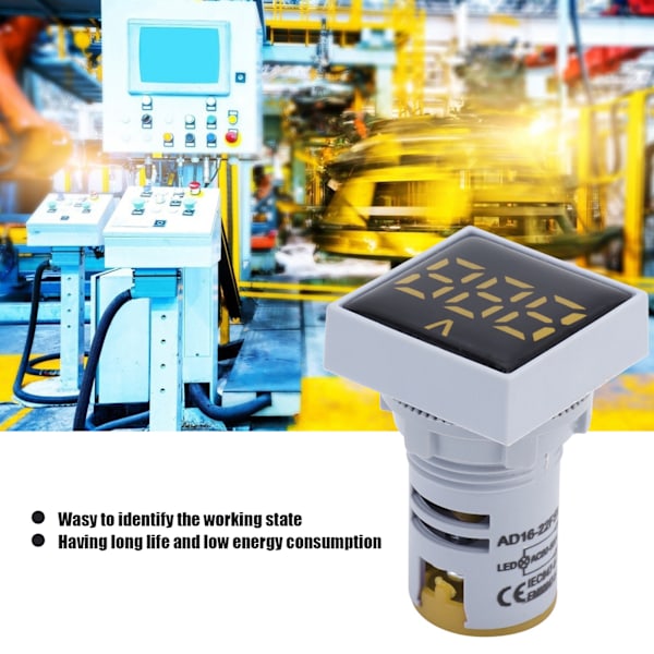 AD16‑22FSV Digital Spændingssignalindikatorlys Panel Voltmeter Indikator 60~500V AC Gul