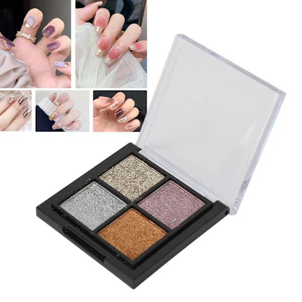 Nagelpulver 4 Färger Metallic Spegeleffekt Nagelpigmentpulver för Salong Hemanvändning