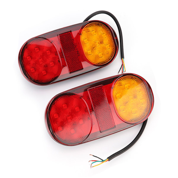 2 st 24V Släpvagns Bakljus 14LED Dubbelfärgad Oval Styling Bakljuslampa Hög Ljusstyrka