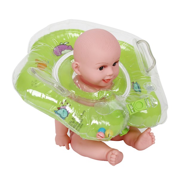 Baby Simring för Simning, Uppblåsbar Halsring för Bad, Justerbar Grön