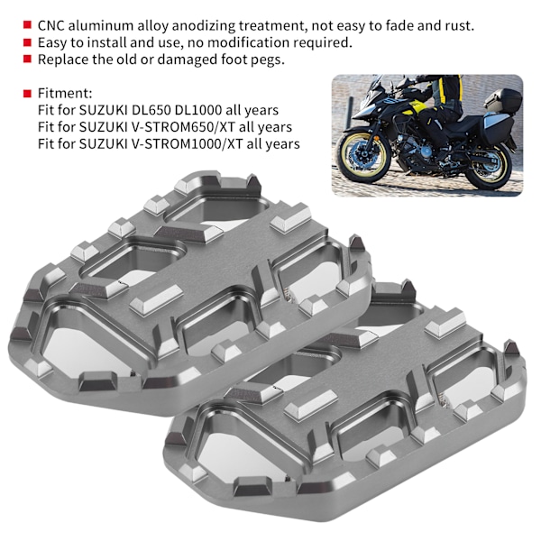 Motorcykel Breda Fotstödsstöd CNC Aluminiumlegering Pedaler Passar för Suzuki DL650 DL1000 VSTROM 650XT/1000XT (Titan)
