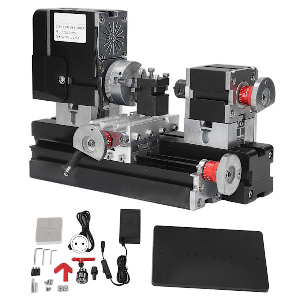 12VDC 60W 12000RPM Høy Effekt Mikro Dreiebenk Metall Dreiebenk med Borchuck 100‑240VEU Plugg