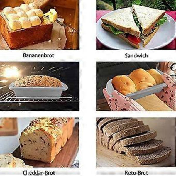 Rektangulær Silikon Brød Bakeform Kakeform Non-Stick Kake, 27 X13X 6.5 Cm Rød - Grå