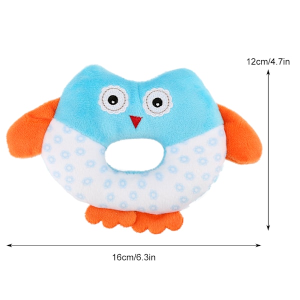 Hand Shake Bell Hand Bell Owl Rattles Grasping Educational Fitness Toy for Baby (Blue)