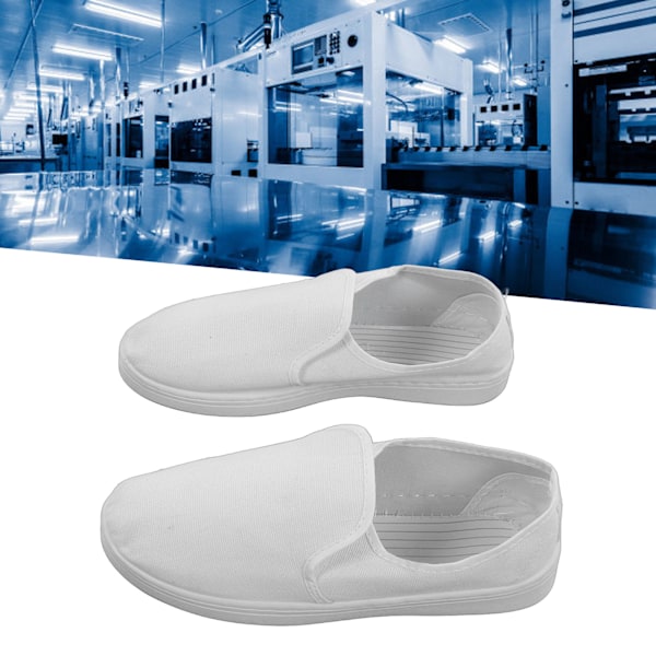 Statiska Säkerhetsskor PVC Canvas Säkra Bekväma för Elektronikfabrik Dammfri Verkstad Vit 42
