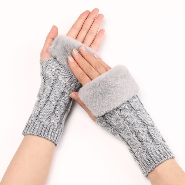 Womens Long Fingerless Gloves Knit  Winter Warm Aarmers Turning