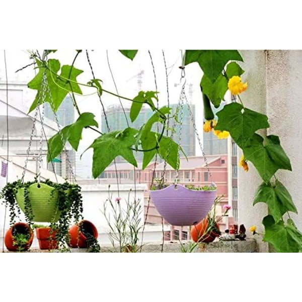Hängande Planteringskärl för Inom- och Utomhusbruk, 5-Pack, 8,9 cm H × 15,2 cm Diameter, Slitstark Plast, 5 Pastellfärger, Inkluderar Hängkedja, Med Smart