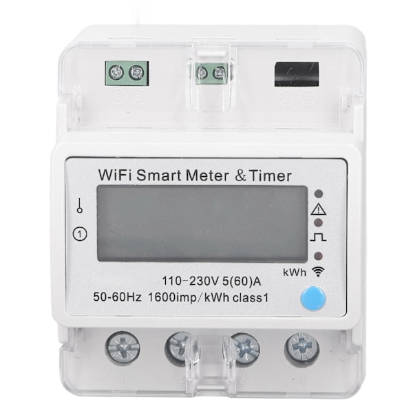 Smart Energimätare DIN-skena Digital Display Elmätare WiFi Smart Energiövervakningsbrytare AC 110‑
