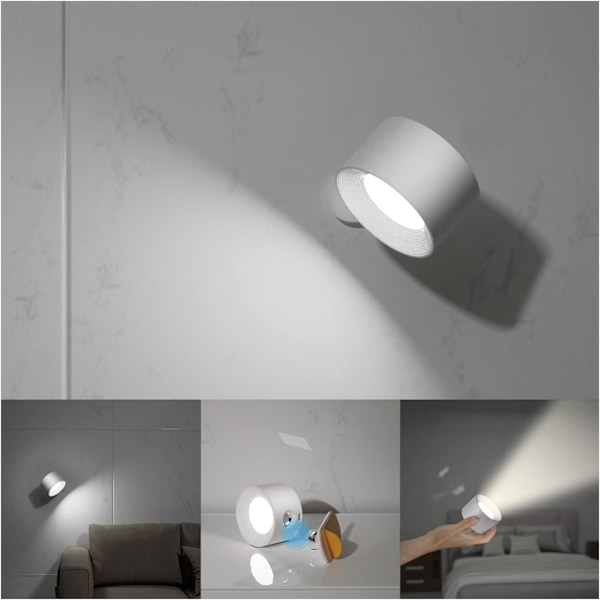 Anpassningsbara LED-vägglampor, uppladdningsbara batteridrivna för mångsidighet, magnetisk bas möjliggör 360° rotation, inbyggt batteri säkerställer tillförlitlighet