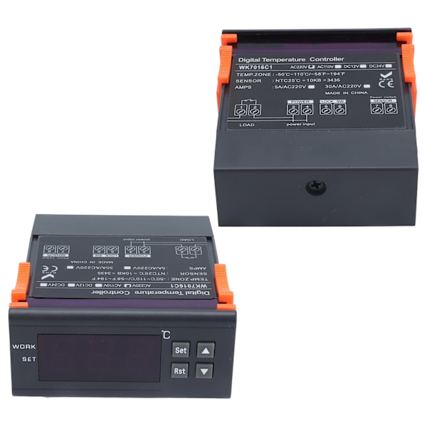 Digital Temperaturregulator Elektronisk Temp Kontroll Termostat med LCD-Skjerm Sonden AC220V/5A