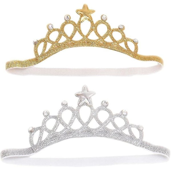 Elegant Håraccessoarset för Födelsedagsfest Bröllop, Handgjord Elastisk Babykrona Prinsessa Flickor Tiara Med Legering Strass, Perfekt För Familjen