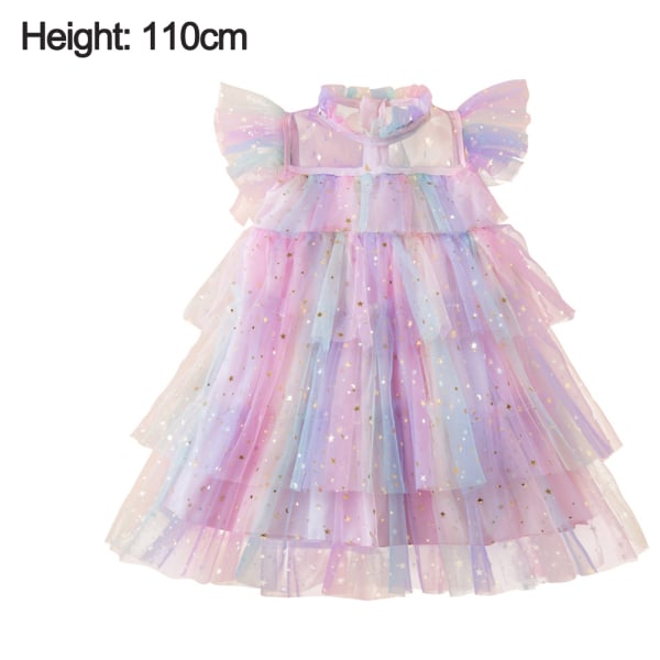 Toddler prinsessamekko Star Sequins Rainbow -kerroksinen tyllimekko
