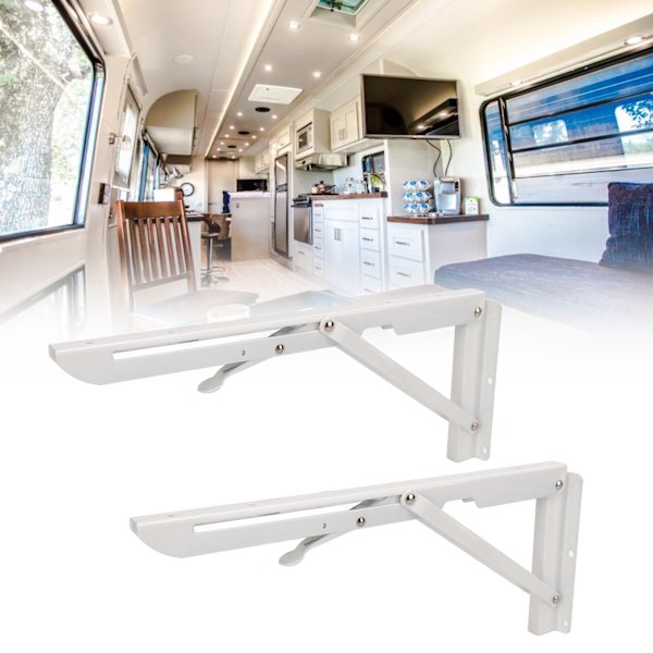 2 stk. Foldbare Bordbraketter Veggmontert Sammenleggbar Hyllebrakett 34cm/13.39in for Bobil Båt