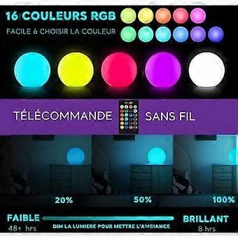 LED sfærisk lampe - oppladbar modell - diameter 15cm