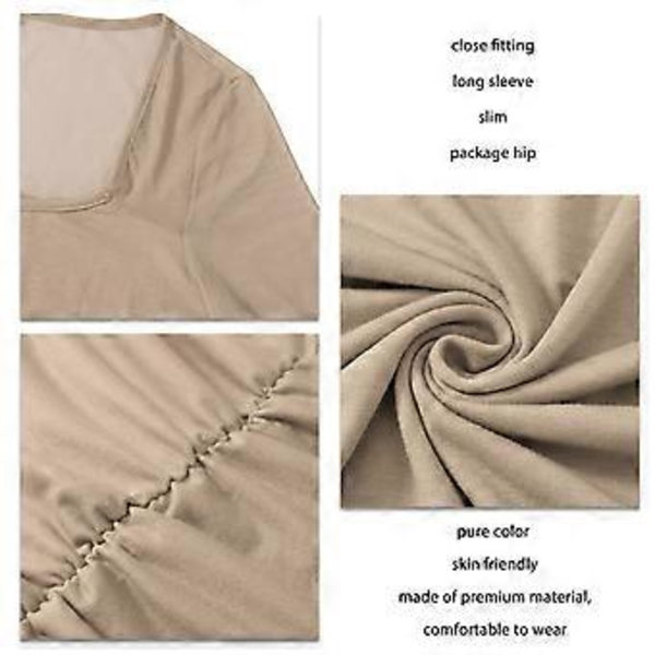 Damklänning Polyesterfiber Polyuretan Slim Fit Långärmad Damklänning för Höst Vinter