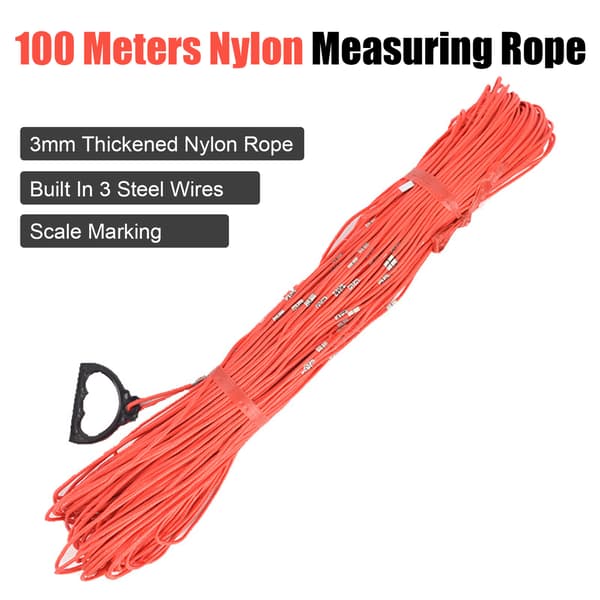 Målerline for dype brønner 100M Nylon Multifunksjonell Målerline for jernbane og vei for ingeniørkonstruksjon