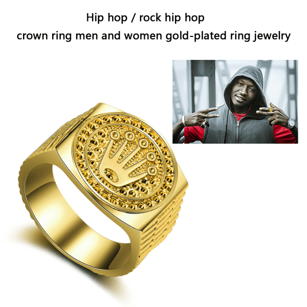 Ringar för män Hip Hop Silver Guld King Crown Broken Heart Finger