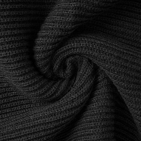 Vinter Skjerf i Ren Sort Strikk for Menn, Unisex, 180cm