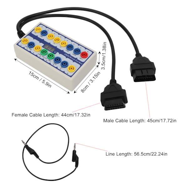 OBDII Breakout Box OBD2 Protokolldetektor med Diagnostisk Kabel Universal for Bil OBD Linjesignaloverføring