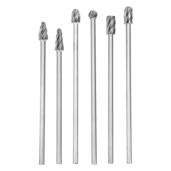 6 st 6 mm 1/4\" skaft aluminium roterande fräs extra lång 150 mm fräs