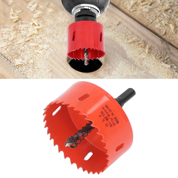 HSS Hålsåg med Mandrel 80mm Skärande Skarpa Tänder Hålborrningsfräs för Mjuk Metall Trä