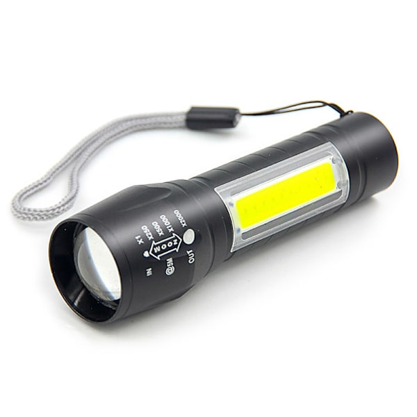 Portabel Mini COB LED USB Uppladdningsbar Zoombar Ficklampa
