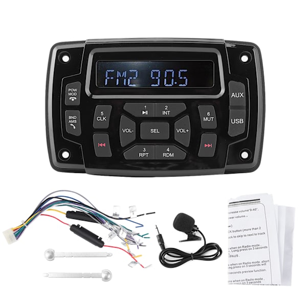 12V MP3-soitin Bluetooth FM AM stereovastaanotin IP66 vedenkestävä lisävaruste veneille