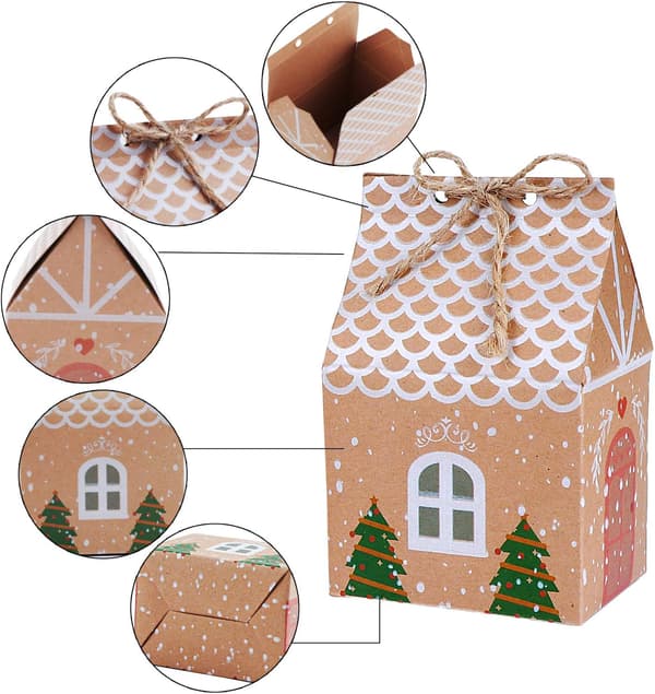 Julgranspresentaskar, Jul Kraftpapper Godisaskar, Julgranspresentpåsar, Pappersaskar för Julfest, 50-pack