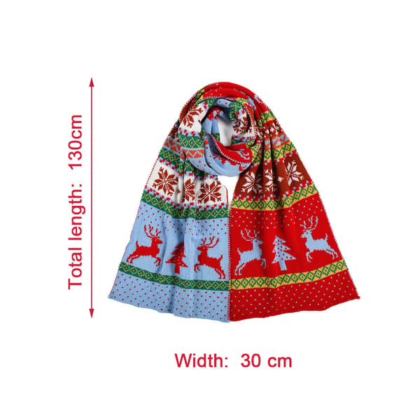 Vinter Jul älg scarf Varm snö geometrisk sjal stickad lång tjock scarf red