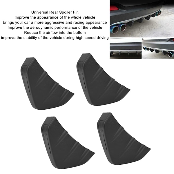 Universal Bagagerums Spoiler Hajfin Hale Nedre Bumper Lip Diffuser Splitter med Spænde Sort