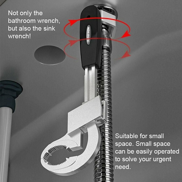 Mångsidig Rörtång, Universell Justerbar Dubbeländad Nyckel för Diskbänk, Kran och Ventildemontering, Aluminiumlegering ABS-Material, Ergonomisk