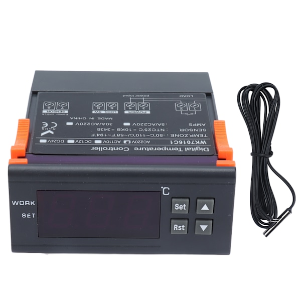 Digital Temperaturregulator Elektronisk Tempkontroll Termostat med LCD-Display Sonda AC220V/5A