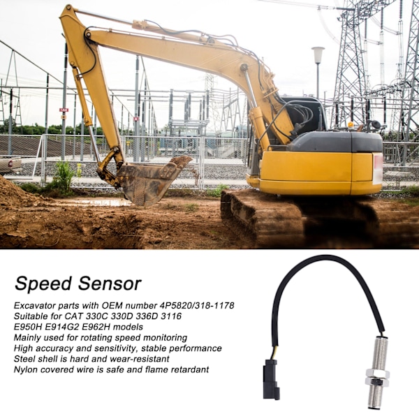 Hastighetssensor Revolusjonstransduser Gravemaskin Tilbehør for CAT 6‑36V 4P5820/318‑1178