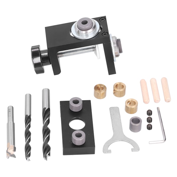 Hålborrningsguide Jig 3 i 1 Justerbar Träbearbetning Dowelling Borrningslokaliseringsset Kit för DIY