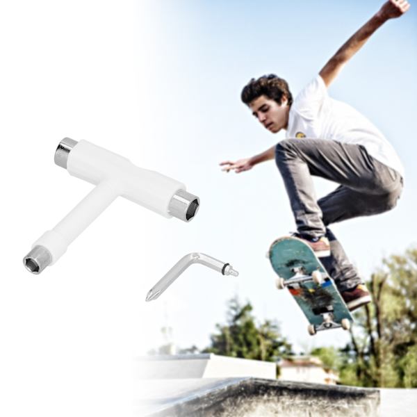 Skate Tool Multifunktionel Bærbar Skateboard TType Hex Nøgle Sæt Beslag Hardware Hvid