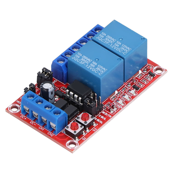 Relämodul 2 Kanaler Knapp Självlåsande Interlock Hög Låg Nivå Trigger med Switch Ljus 12V