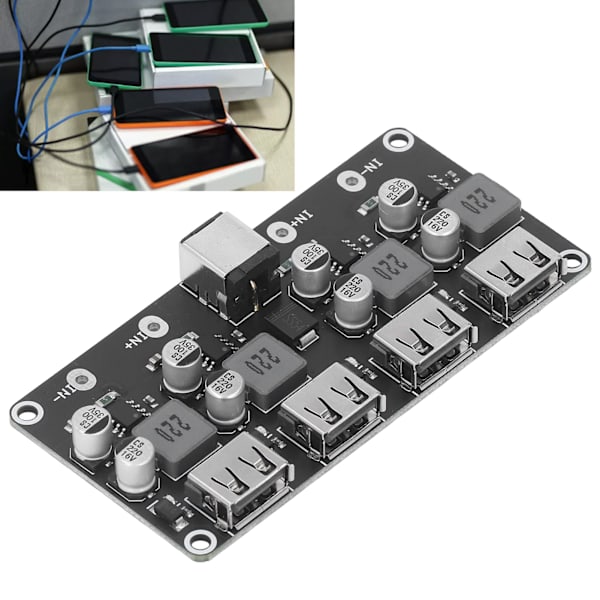 Buck-omvandlare 4-kanals USB 6‑32V till 3‑12V Snabbladdning DC-strömförsörjningskort