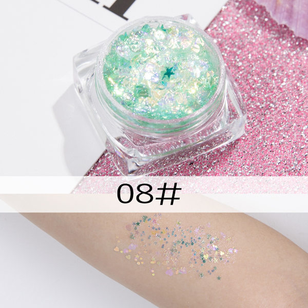 Glitter-sekvens gel stjerne hjerte flekk ansikt øye leppe hår kropp dekorasjon verktøy #8