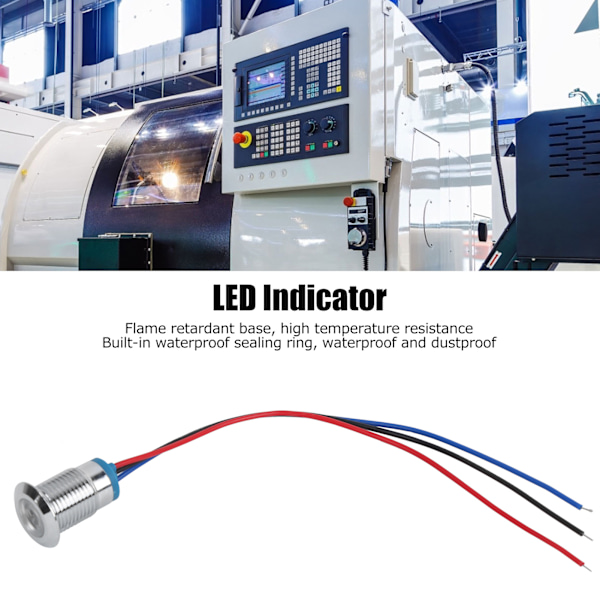 4 Set PreWired Runda LED-lampor Vattentäta 2-färgsljus Gemensam Anod Anod Elektrod 1224V 12mm (Röd och Blå)