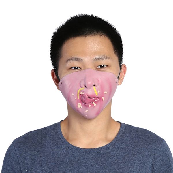 Halvmask Rolig Läskig Andningsbar Latex Masker Maskerad Halloweenfest Spökskämt Rekvisita #Snot&Rice